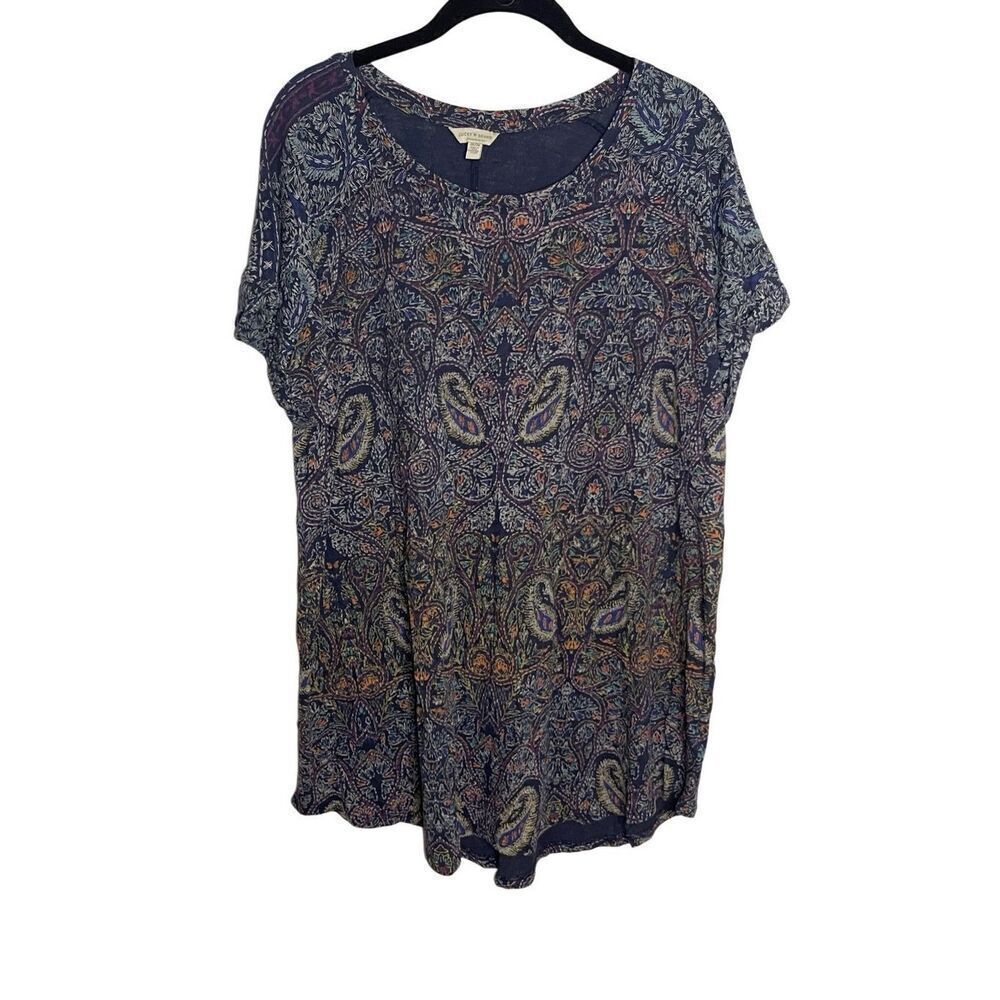 NWT Lucky Brand Plus Boho Paisley Cotton Modal Blend Top Size 2X